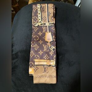 Louis Vuitton Monogram Scarf in Brown and Gold